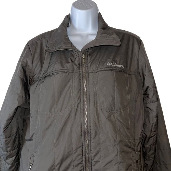 Columbia Lightweight Jacket Womens L Gray Quilted Zipper Pockets Embroidered - Picture 2 of 10